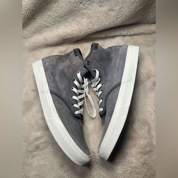 Vans Off The Wall Womens Sneakers Shoes 10 Gray Suede High Top Knit Insole - Picture 3 of 7